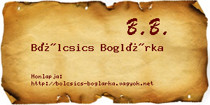 Bölcsics Boglárka névjegykártya